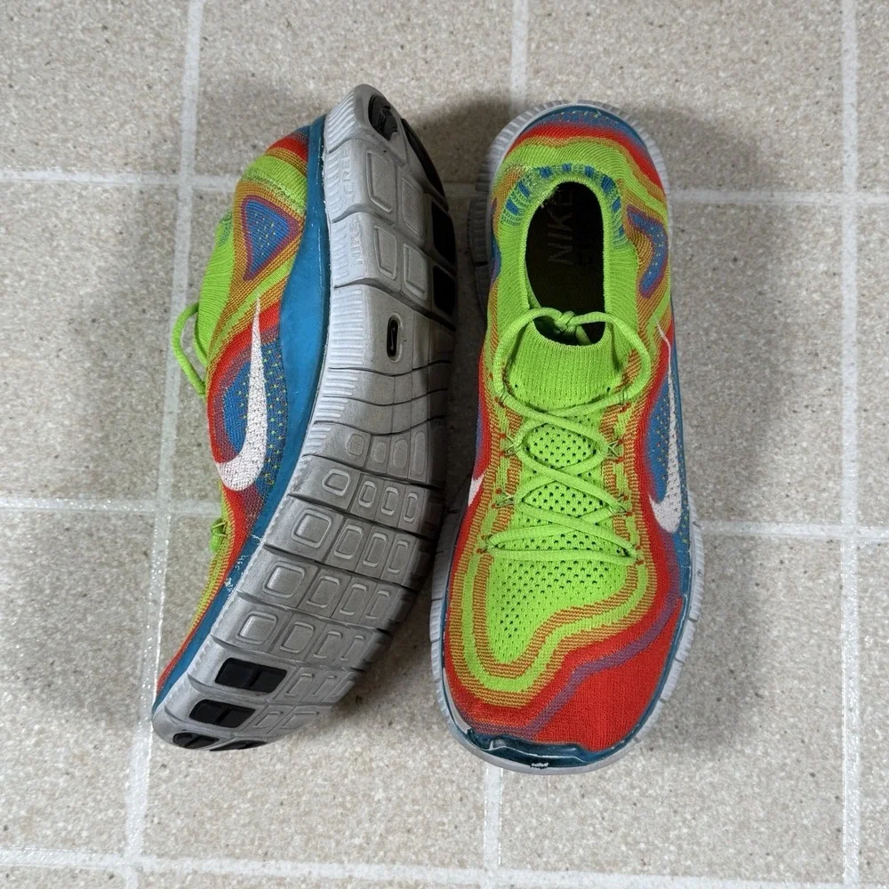Nike Free Flyknit+ 5.0 Men's Size 10 Electric Green Running Shoes 615805-316